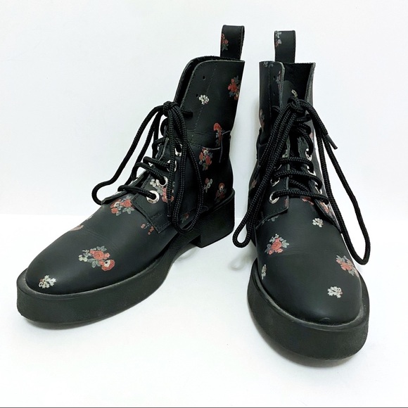 Zara Shoes - ZARA - Floral Combat Boots